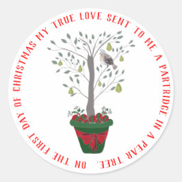 12 dagen kerstpatrijs in een perenboom ronde sticker
