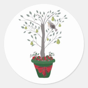 12 dagen kerstpatrijs in een perenboom ronde sticker