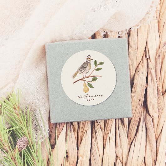 12 dagen kerstpatrijs in een perenboom ronde sticker