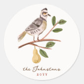 12 dagen kerstpatrijs in een perenboom ronde sticker (Voorkant)