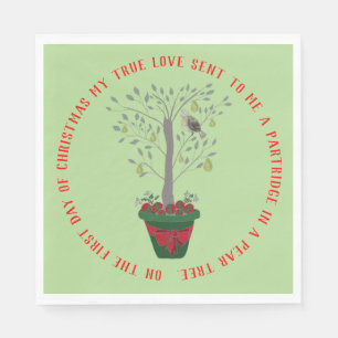 12 dagen kerstpatrijs in een perenboom servet