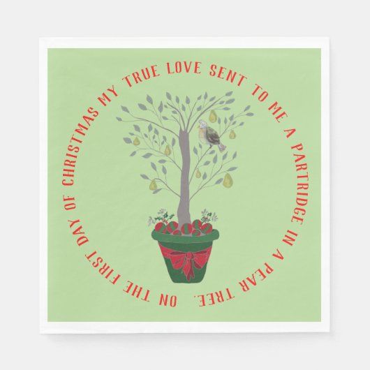 12 dagen kerstpatrijs in een perenboom servet (Voorkant)
