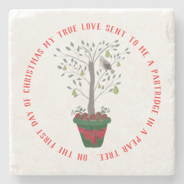 12 dagen kerstpatrijs in een perenboom stenen onderzetter