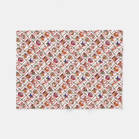 12 dagen kerstquiltprint fleece deken (Voorkant (Horizontaal))