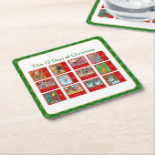 12 dagen kerststaartmenagerie kartonnen onderzetters (Schuin)