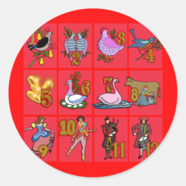 12 dagen kerstT-shirts, kleding, geschenken Ronde Sticker