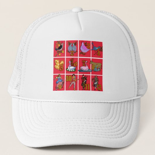 12 dagen kerstT-shirts, kleding, geschenken Trucker Pet (Voorkant)
