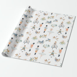 12 dagen kerstvakantiepatroon cadeaupapier