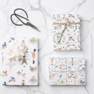 12 dagen kerstvakantiepatroon inpakpapier vel