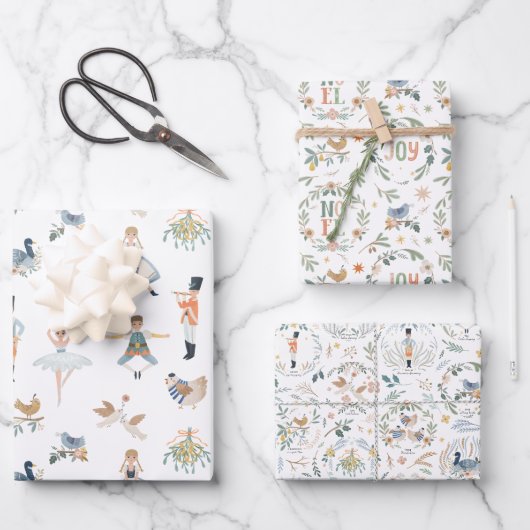 12 dagen kerstvakantiepatroon inpakpapier vel (Voorkant)