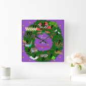 12 dagen kerstvakantiethema vierkante klok (Huis)