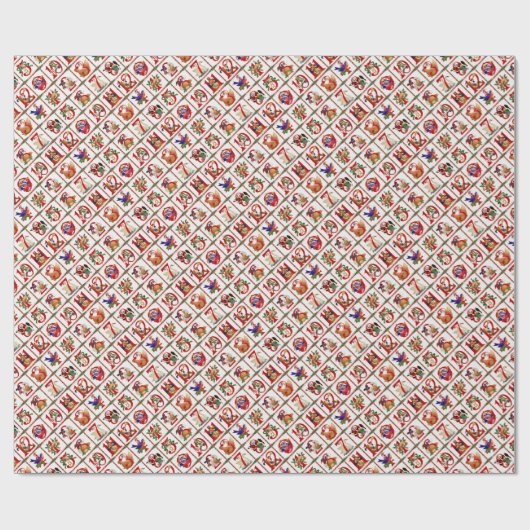 12 dagen kerstvierkant afdrukken cadeaupapier (Vlak)