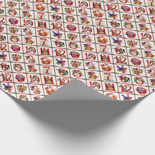 12 dagen kerstvierkant afdrukken cadeaupapier (Hoek)