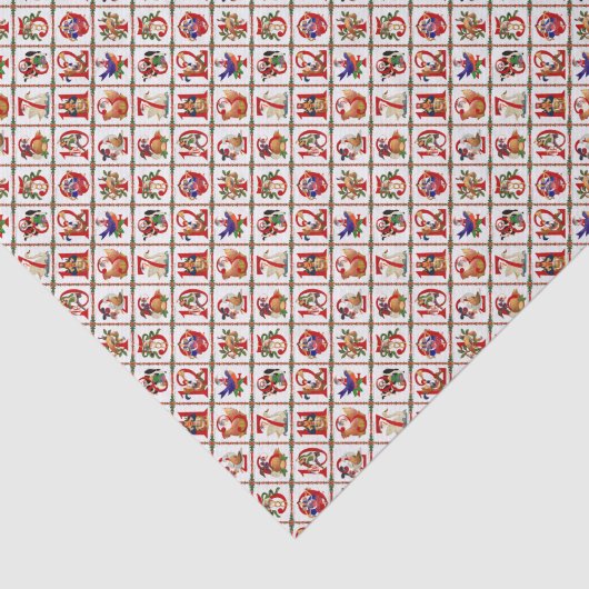 12 dagen kerstvierkant afdrukken tissuepapier (Detail)