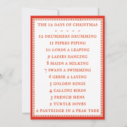 12 DAGEN LYRICS 5x7 Flat Kaart II (Voorkant)