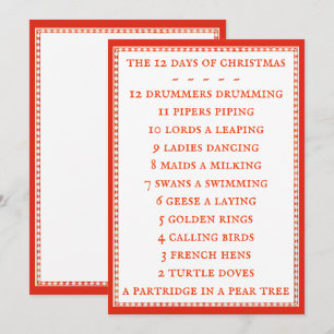 12 DAGEN LYRICS 5x7 Flat Kaart II