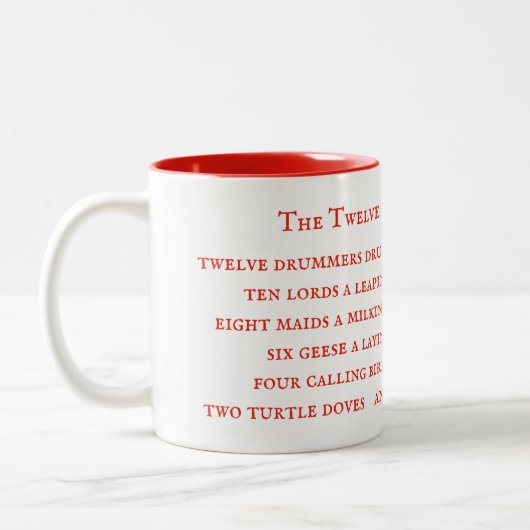 12 DAGEN LYRICS Red Two-Tone Mok (Links)