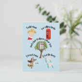 12 dagen met kerst grappige cartoon pun feestdagenkaart (Staand voorkant)
