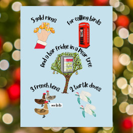 12 dagen met kerst grappige cartoon pun feestdagenkaart