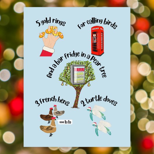 12 dagen met kerst grappige cartoon pun feestdagenkaart