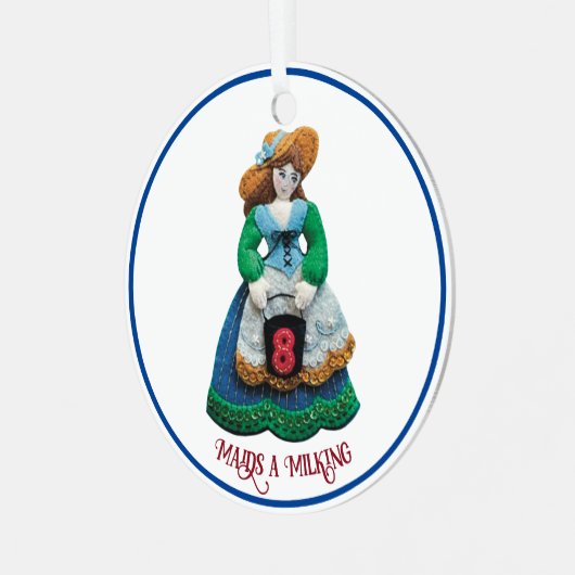 12 dagen met Kerstmis 8 dragen bij tot een melkend Metalen Ornament (Voorkant links)