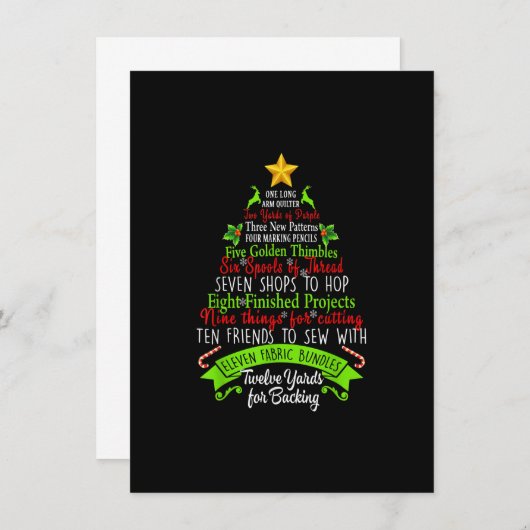 12 dagen met kerstvierkant stilstaand naaiwerk X Kaart (Voorkant / Achterkant)