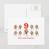 12 dagen negen dames dansen briefkaart (Voorkant / Achterkant)