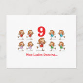 12 dagen negen dames dansen briefkaart (Voorkant)