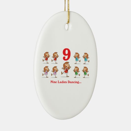 12 dagen negen dames dansen keramisch ornament (Rechts)