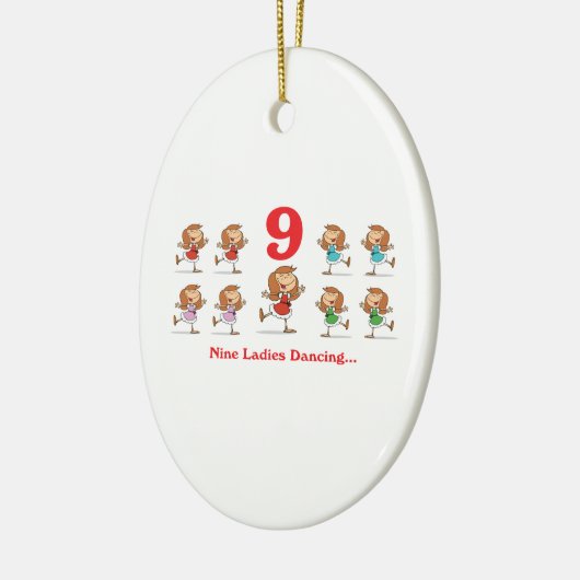 12 dagen negen dames dansen keramisch ornament (Links)