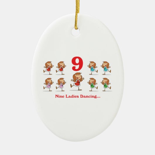 12 dagen negen dames dansen keramisch ornament (Voorkant)