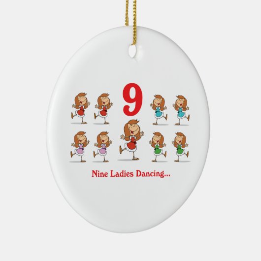 12 dagen negen dames dansen keramisch ornament (Rechts)