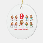 12 dagen negen dames dansen keramisch ornament (Links)