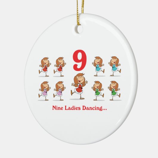 12 dagen negen dames dansen keramisch ornament (Links)