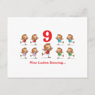 12 dagen negen dansende dames briefkaart