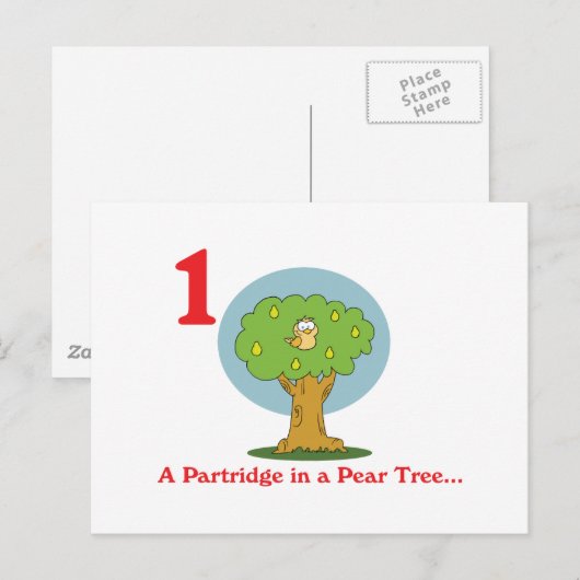 12 dagen partridge in een perenboom briefkaart (Voorkant / Achterkant)