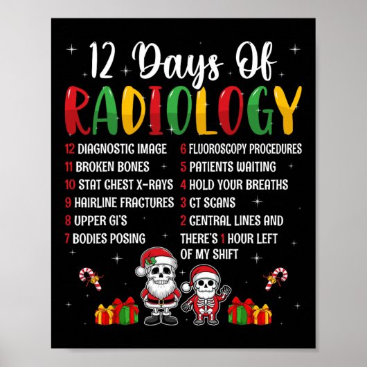 12 dagen radiologie Xmas Rad Tech Christmas Radio Poster (Voorkant)