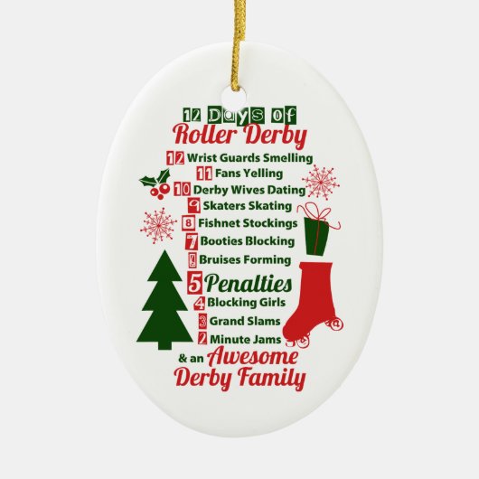 12 dagen Roller Derby-Kerstmis, rolschaatsen Keramisch Ornament (Voorkant)
