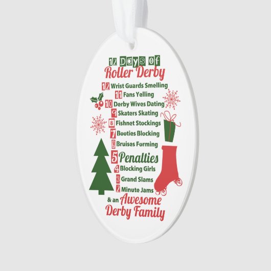 12 dagen Roller Derby-Kerstmis, rolschaatsen Ornament (voorkant)