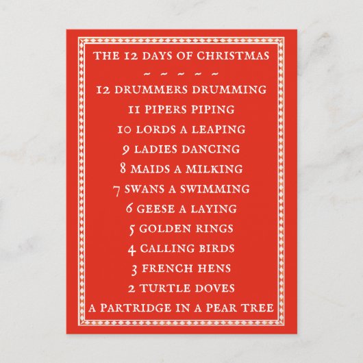 12 DAGEN TEKSTEN Briefkaart II / Rood (Voorkant)