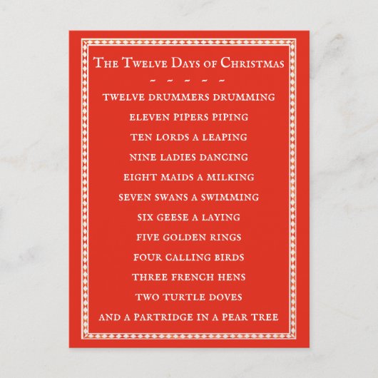 12 DAGEN TEKSTEN Briefkaart / Rood (Voorkant)