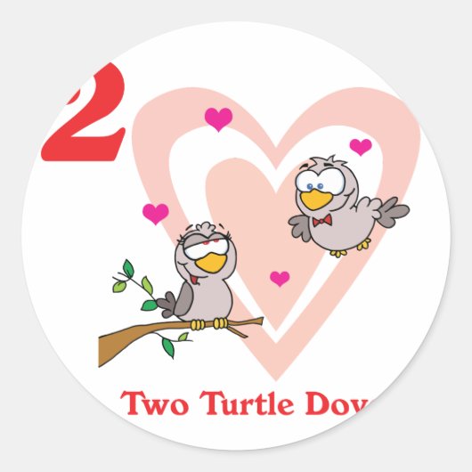 12 dagen twee tortelduiven ronde sticker (Voorkant)