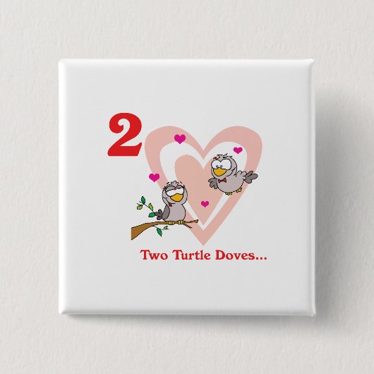 12 dagen twee tortelduiven vierkante button 5,1 cm (Voorkant)