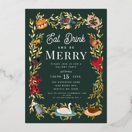 12 dagen uitnodiging voor kerstfeestdag (Voorkant)