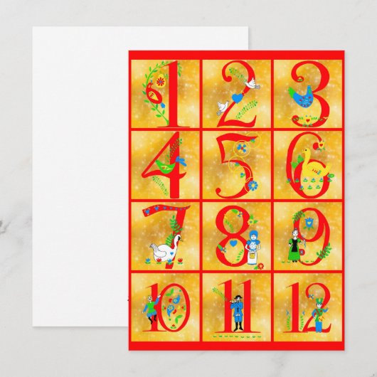 12 dagen van Aantallen van de Kunst van het Lied Feestdagenkaart (Voorkant / Achterkant)