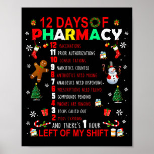 12 dagen van apotheek grappige kerst apotheker Tec Poster