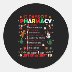 12 Dagen Van Apotheek Grappige Kerst Apotheker Tec Ronde Sticker