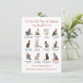 12 dagen van Catmas Kerstkat Feestdagenkaart (Staand voorkant)