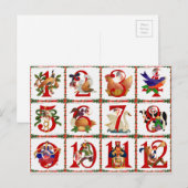 12 dagen van de Giften van de Druk van het Dekbed Feestdagenkaart (Voorkant / Achterkant)