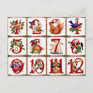 12 dagen van de Giften van de Druk van het Dekbed Feestdagenkaart